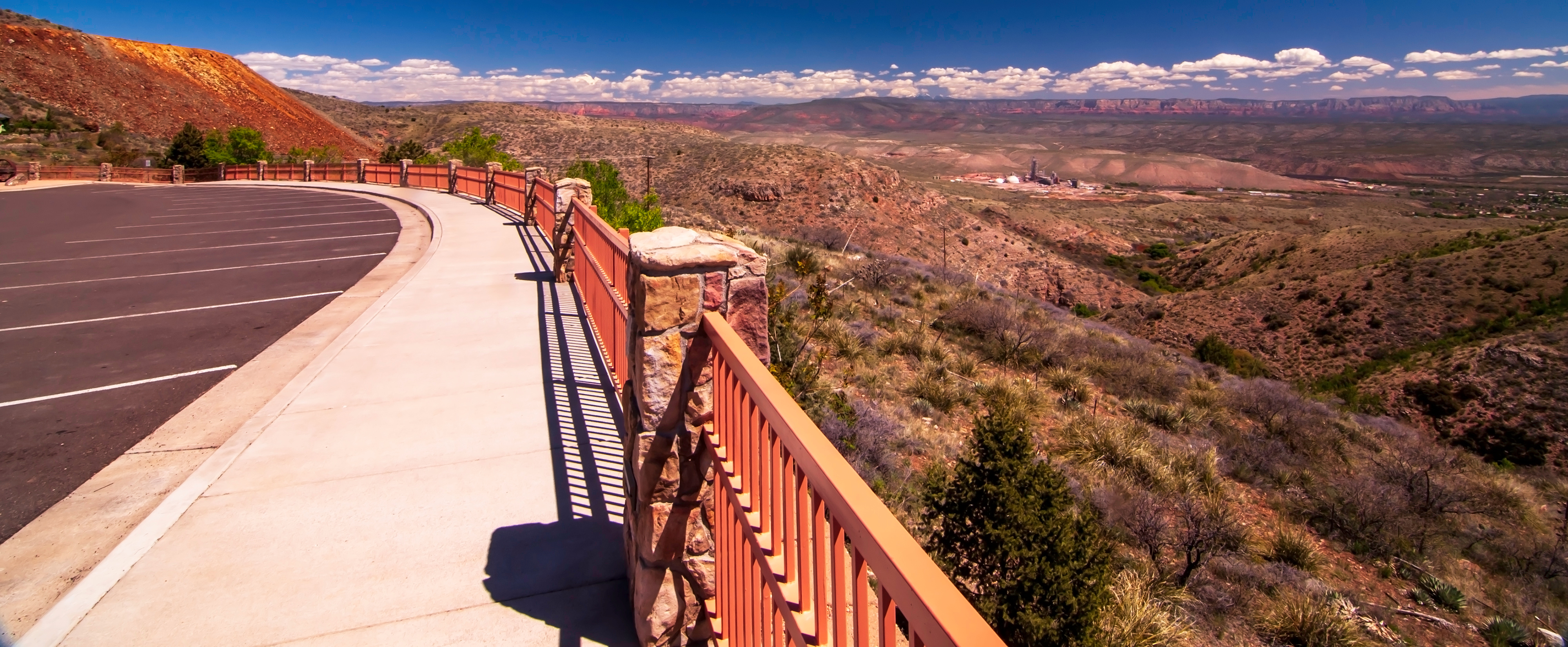View of Verde Valley and Sedona red rocks from Jerome, Arizona parking lot