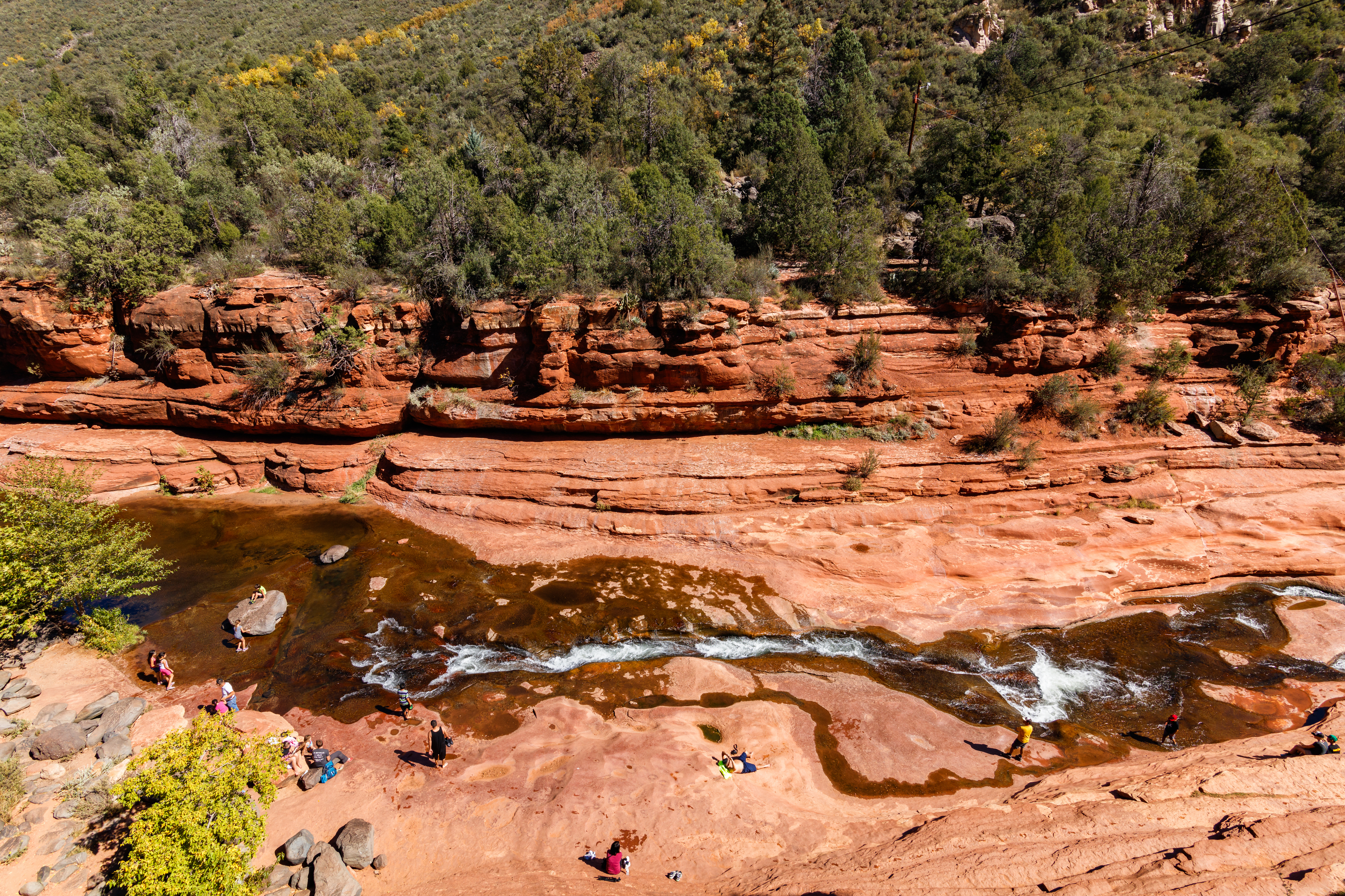 Natural water slide at Slide Rock State Park in Sedona, Arizona.
